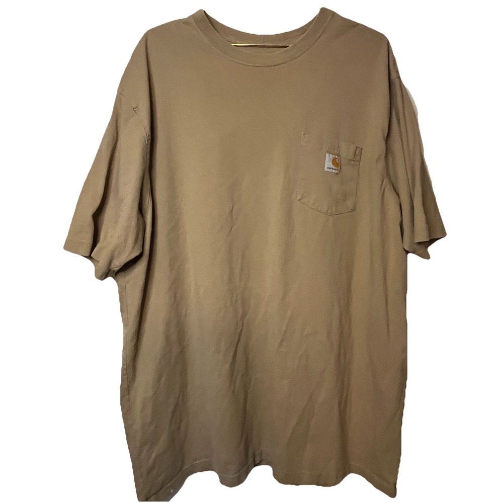 Carhartt K87 Mens 2XL Tall Desert Tan Loose Fit Workwear Pocket T-Shirt Heavy